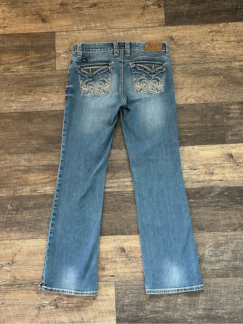 Y2K Adiktd Jeans Womens Size 10 Regular Blue Embroidered Pockets Denim 2000s